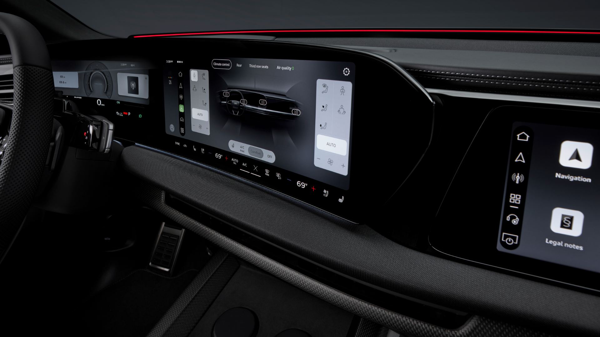 Redesigned centre console with dual Qi2.2 wireless charging pads and USB-C ports