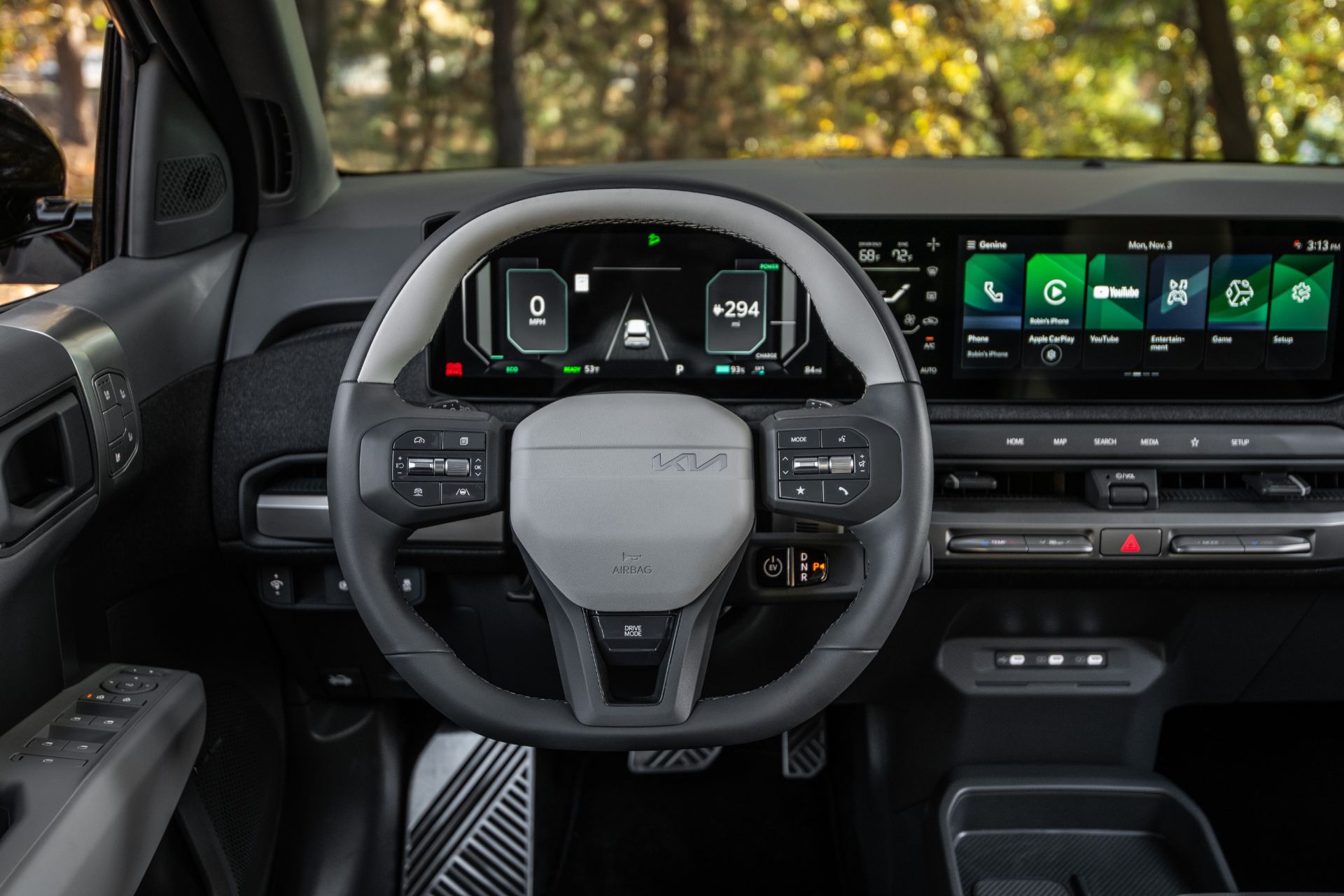 Front seats and center console with the available heated seats and column-mounted shifter