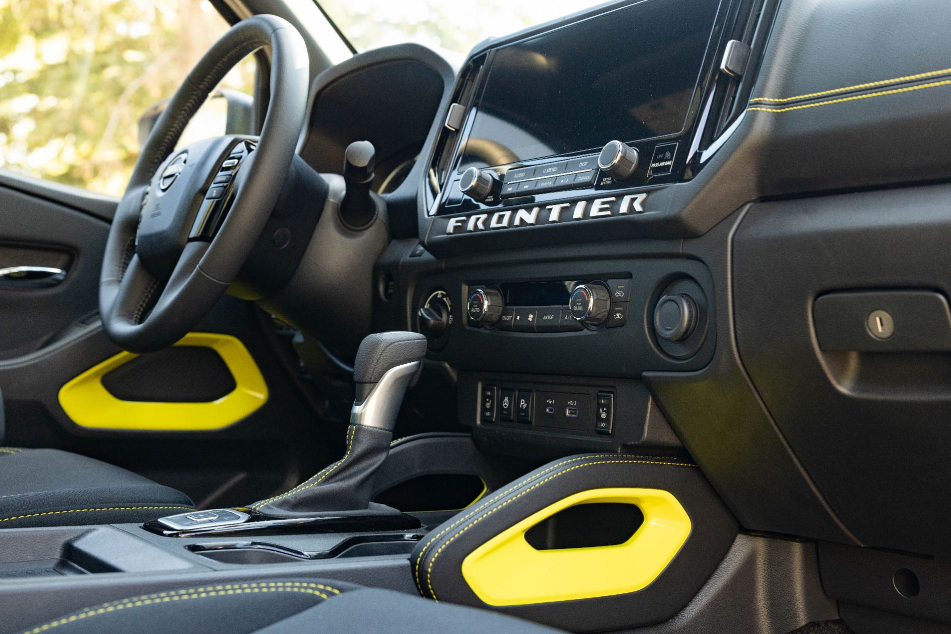 Detail of the Fender Premium Audio speaker and 120-volt power outlet