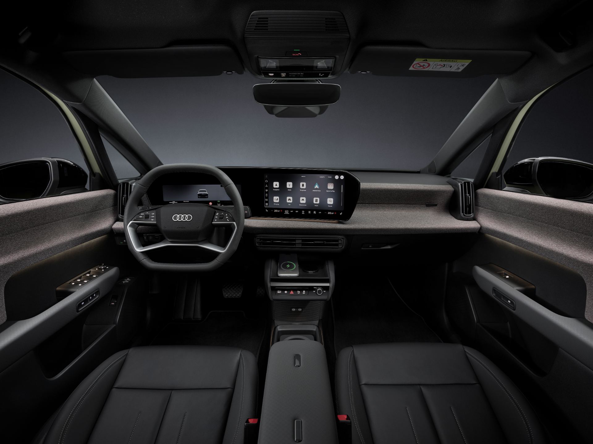 Centre console with the Fidlock modular adapters and dual wireless charging tray